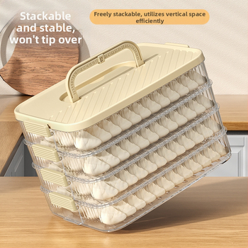 Κουτί αποθήκευσης dumplings – φορητό, κενοσφραγισμένο, πολλαπλών επιπέδων, φιλικό προς τα τρόφιμα πλαστικό, κατάψυξη