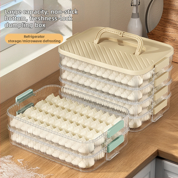Κουτί αποθήκευσης dumplings – φορητό, κενοσφραγισμένο, πολλαπλών επιπέδων, φιλικό προς τα τρόφιμα πλαστικό, κατάψυξη