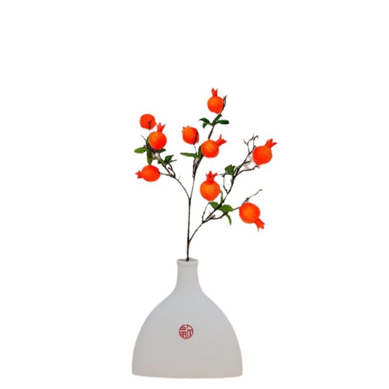 Vas ceramic cu fructe artificiale pentru decorul livingului — cadou pentru casa nouă