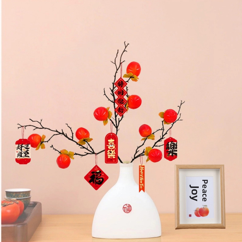 Vas ceramic cu fructe artificiale pentru decorul livingului — cadou pentru casa nouă