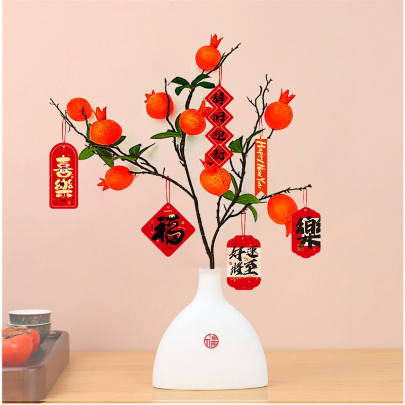 Vas ceramic cu fructe artificiale pentru decorul livingului — cadou pentru casa nouă