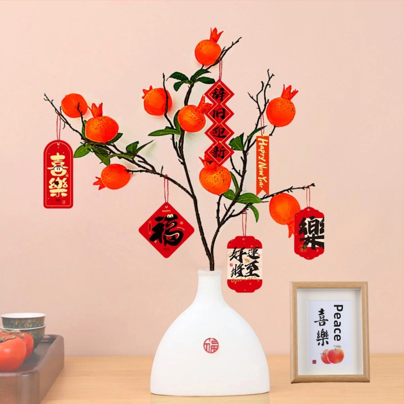 Vas ceramic cu fructe artificiale pentru decorul livingului — cadou pentru casa nouă