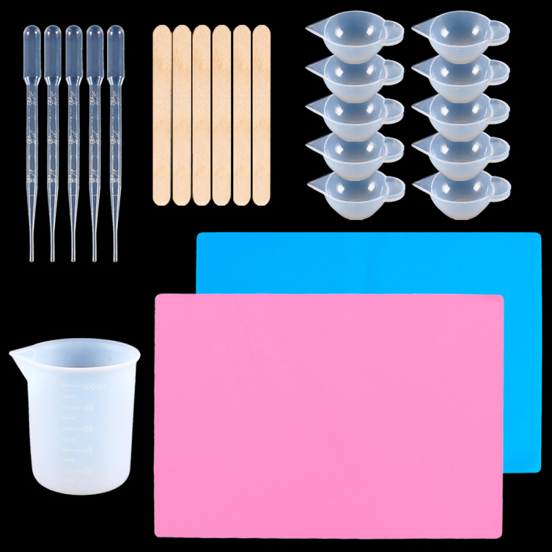 DIY set alata za kapanje smole – silikon-plastični materijal, uključuje mjernu čašu, kapljicu, žličicu, zaštitne prstene i štapiće za miješanje; Tracing (2024)