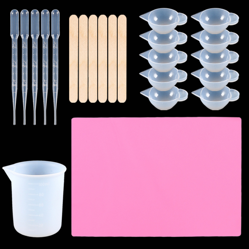 DIY set alata za kapanje smole – silikon-plastični materijal, uključuje mjernu čašu, kapljicu, žličicu, zaštitne prstene i štapiće za miješanje; Tracing (2024)