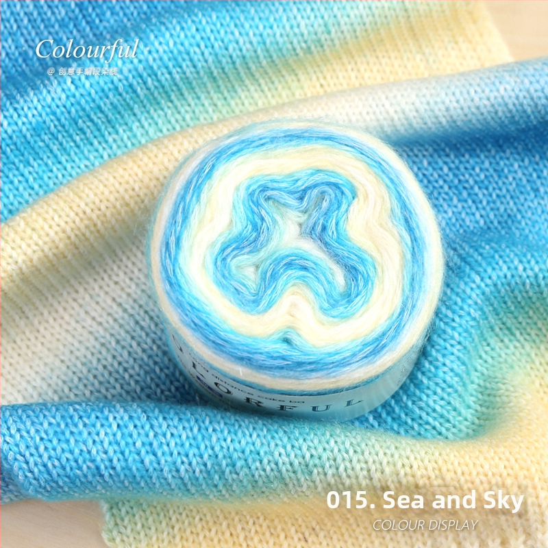 Градиентно боядисана вълнена топка за ръчно плетене – Spray-spun, средна дебелина