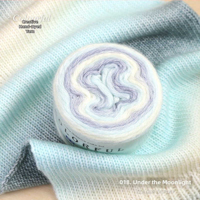 Градиентно боядисана вълнена топка за ръчно плетене – Spray-spun, средна дебелина