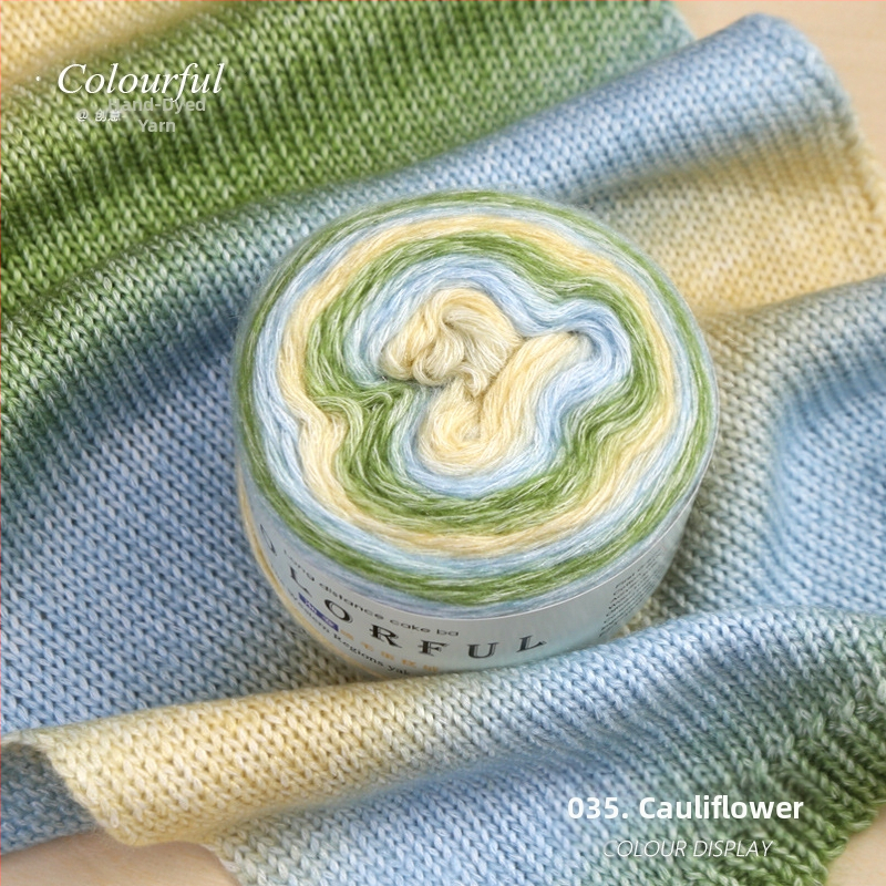 Градиентно боядисана вълнена топка за ръчно плетене – Spray-spun, средна дебелина