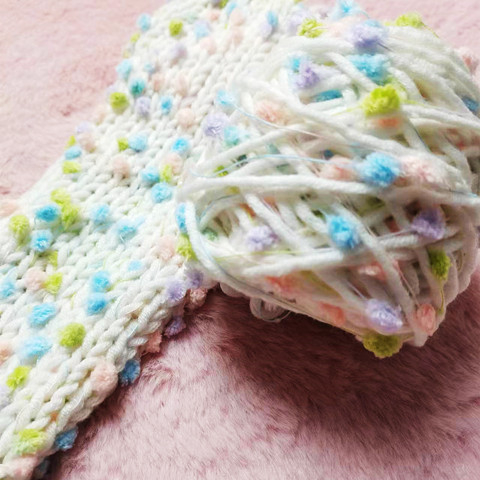 Kézzel kötött sál Rainbow Candy Bean Line, jet-spun fonal, csoportos fonal, alias Doudou line