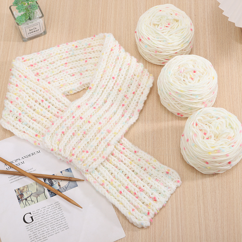 Kézzel kötött sál Rainbow Candy Bean Line, jet-spun fonal, csoportos fonal, alias Doudou line