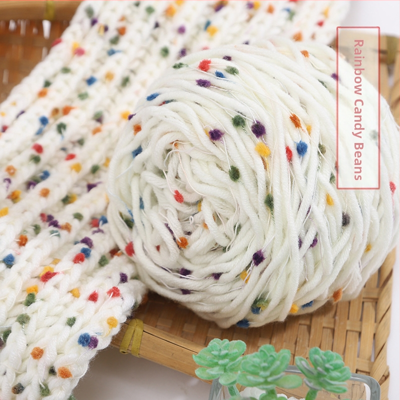Kézzel kötött sál Rainbow Candy Bean Line, jet-spun fonal, csoportos fonal, alias Doudou line