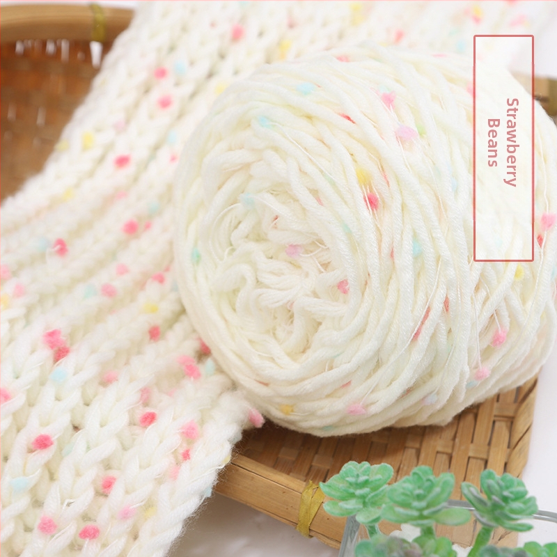 Kézzel kötött sál Rainbow Candy Bean Line, jet-spun fonal, csoportos fonal, alias Doudou line