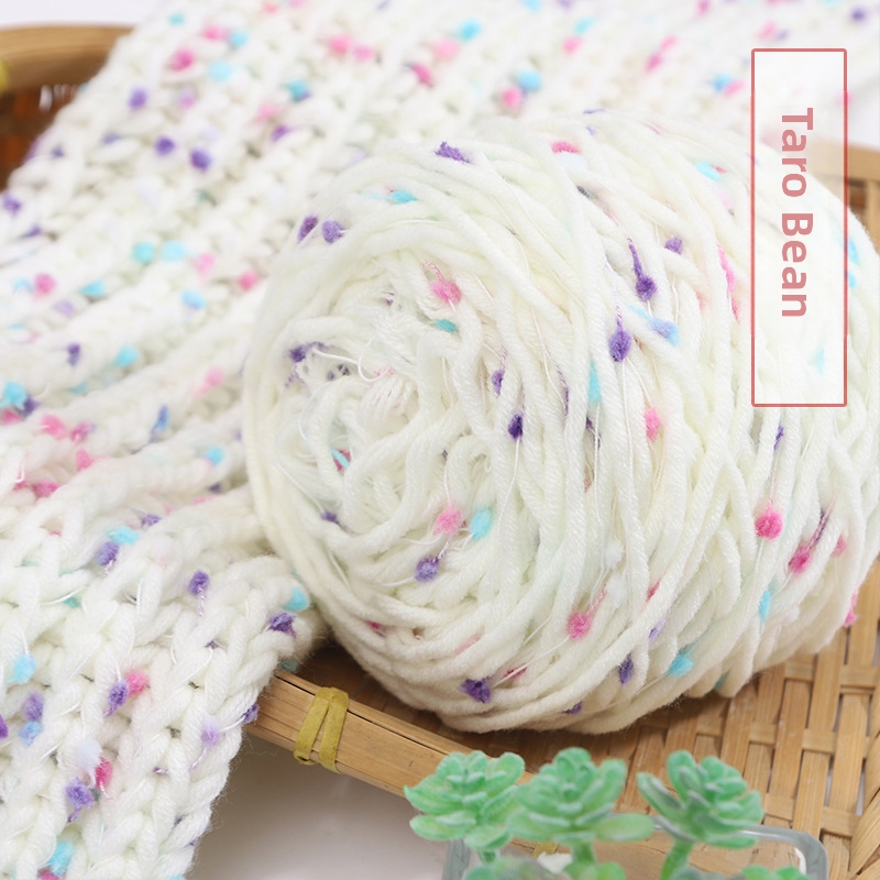 Kézzel kötött sál Rainbow Candy Bean Line, jet-spun fonal, csoportos fonal, alias Doudou line