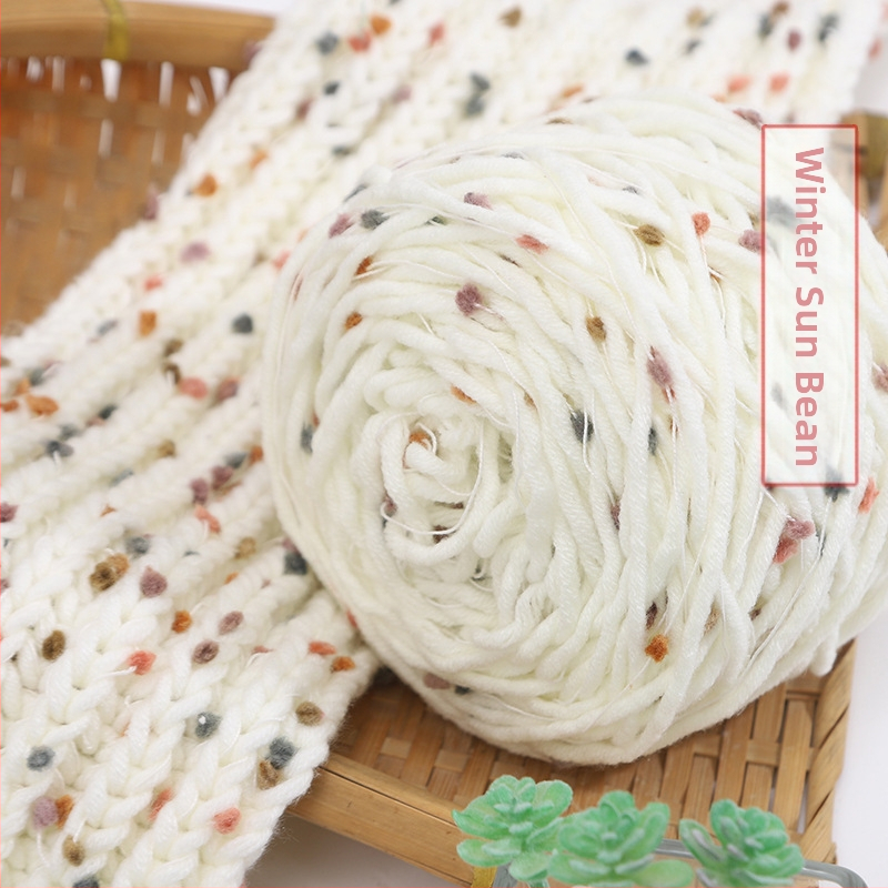 Kézzel kötött sál Rainbow Candy Bean Line, jet-spun fonal, csoportos fonal, alias Doudou line