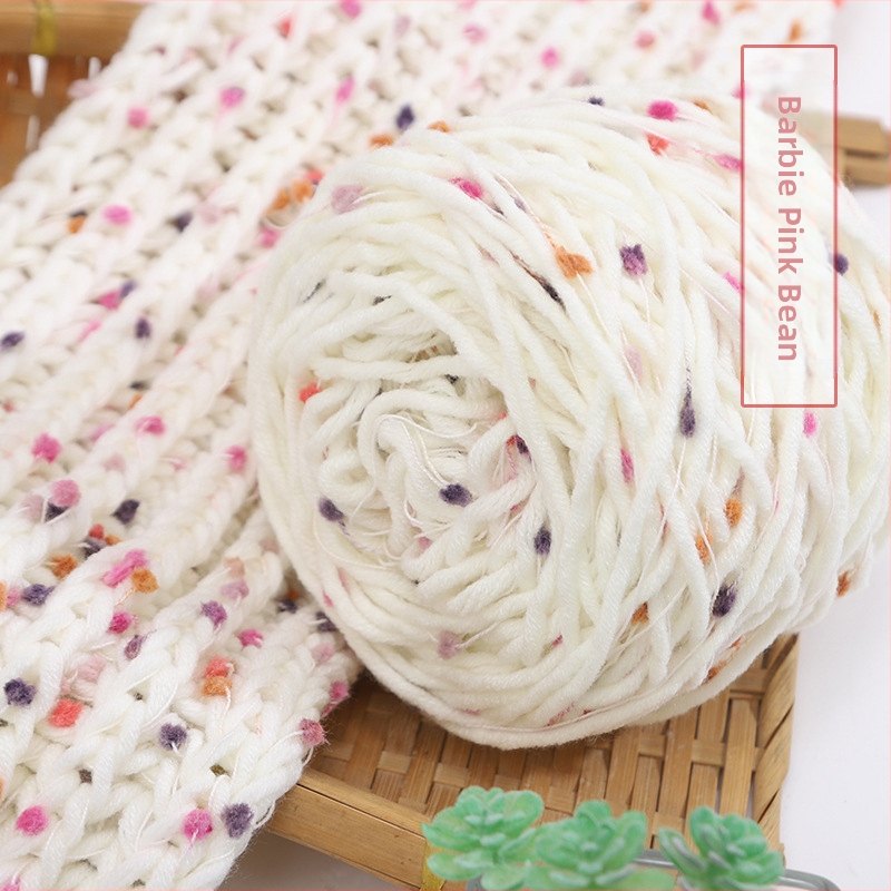 Kézzel kötött sál Rainbow Candy Bean Line, jet-spun fonal, csoportos fonal, alias Doudou line