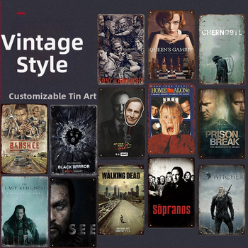 Dekoratiivne rippuv Tinplate seina kunst ameerika klassikaliste filmide ja TV tegelastega; inkjet trükk; raam: Tinplate; riputamine; sobib elutoopp, magamistuppa, restoranisse