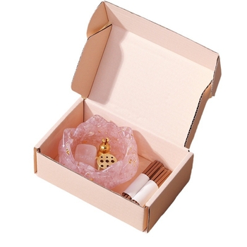 Βάση θυμιατών με λωτό σχέδιο και σετ ενθετών από κρυστάλλινο χαλικί σε ρητίνη (Υλικό: Κρύσταλλο; Μάρκα: Runyangshi; Κατηγορία: Γεωμετρικό σχήμα)