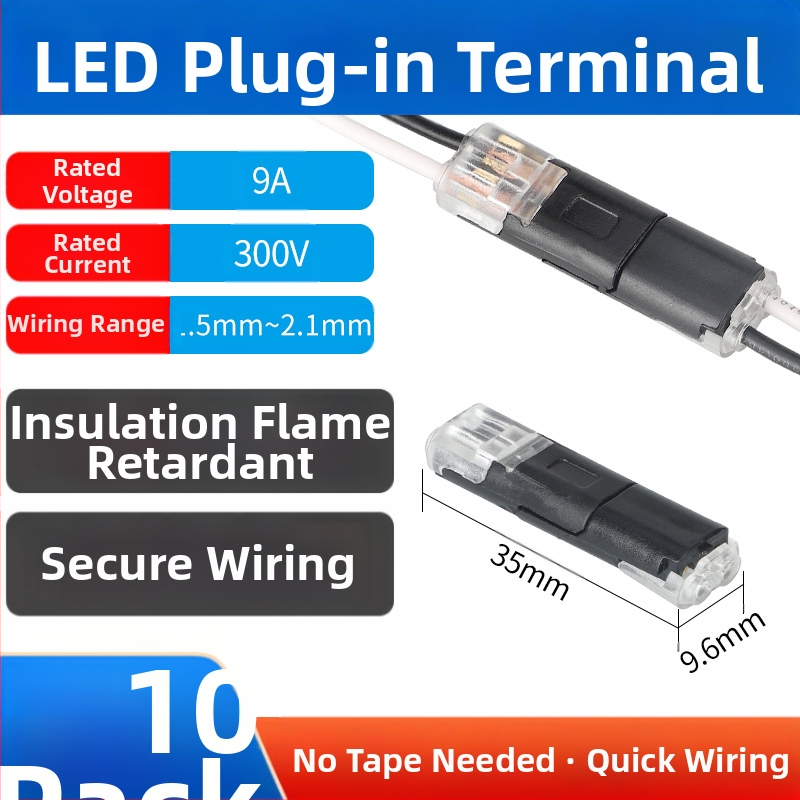 Beef time LED D2 бърз конектор – 1 пин терминал за кабел към кабел, директно свързване чрез plug-in, изолационен материал: фосфорен мед с висока чистота, кабелен диапазон 0.35–0.75 мм, за LED осветление