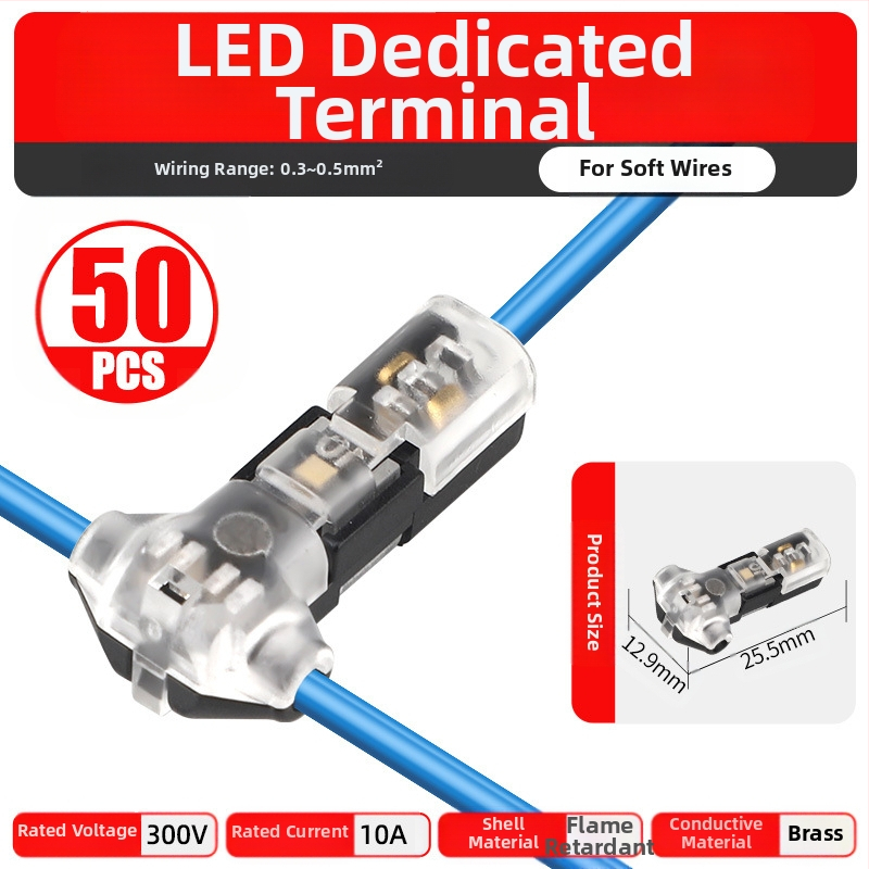 Beef time LED D2 бърз конектор – 1 пин терминал за кабел към кабел, директно свързване чрез plug-in, изолационен материал: фосфорен мед с висока чистота, кабелен диапазон 0.35–0.75 мм, за LED осветление