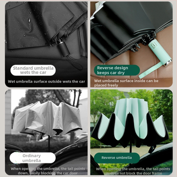 Αναστρέψιμη αυτοανοίγόμενη ομπρέλα για ήλιο και βροχή με UV προστασία UPF50+, σκελετός από κράμα με 10 ακίδες, ύφασμα πολυεστέρα 210T, αυτόματο άνοιγμα/κλείσιμο, εκτύπωση λογότυπου