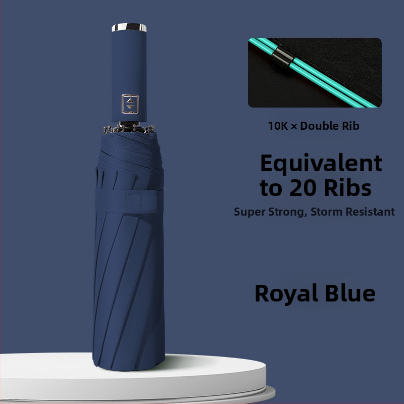 Automatinis atvirkštinis skėtis saulei ir lietui, UV apsauga UPF50+, lydinio rėmas su 10 stiebų, 210T poliesterio audinys, automatinis atidarymas uždarymas, logotipo spauda