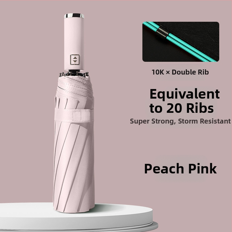 Automatinis atvirkštinis skėtis saulei ir lietui, UV apsauga UPF50+, lydinio rėmas su 10 stiebų, 210T poliesterio audinys, automatinis atidarymas uždarymas, logotipo spauda