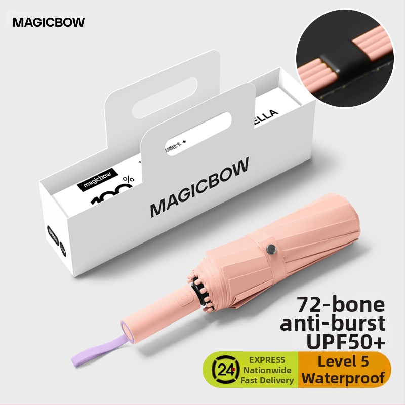 Visapusiai automatinis sulankstomas skėtis su 12 stiebų, vėjo atsparus, UPF50+ UV apsauga, plieninis rėmas