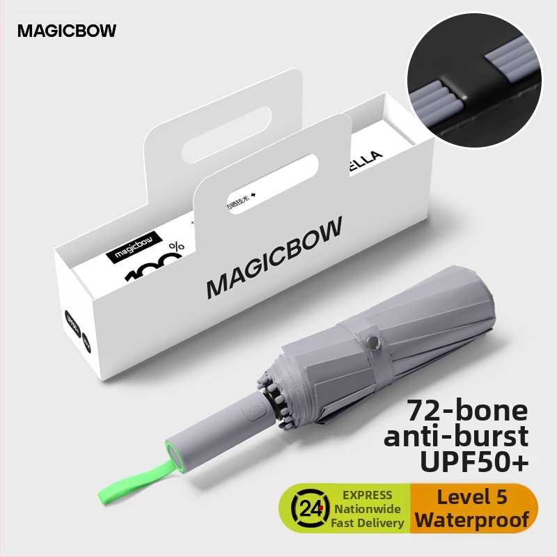 Visapusiai automatinis sulankstomas skėtis su 12 stiebų, vėjo atsparus, UPF50+ UV apsauga, plieninis rėmas