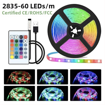 Bandă LED RGB 5V USB pentru TV fundal (auto-adezivă, cip 5050, reglabilă)