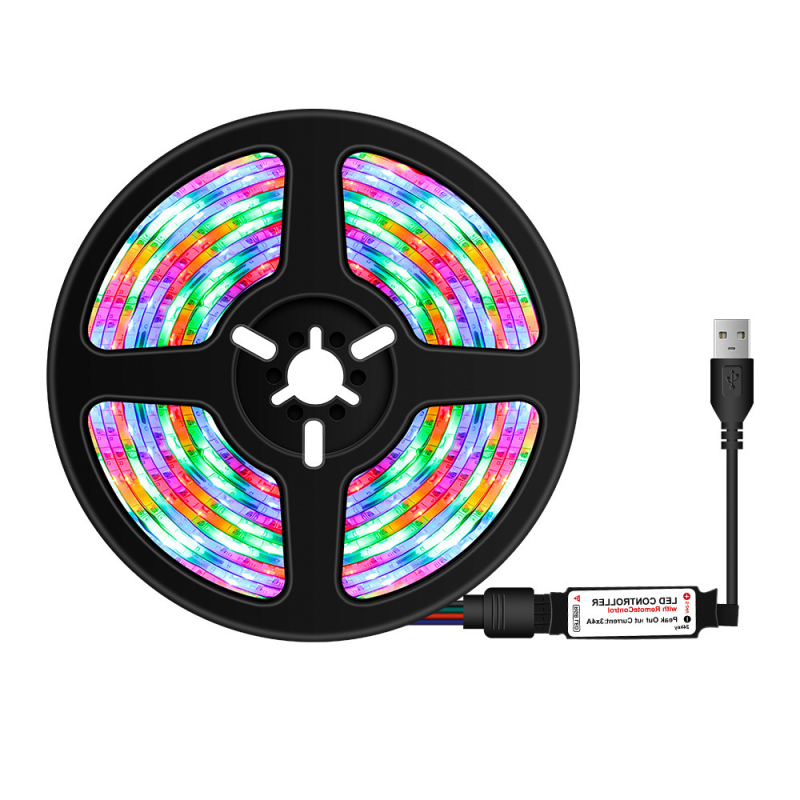 Bandă LED RGB 5V USB pentru TV fundal (auto-adezivă, cip 5050, reglabilă)