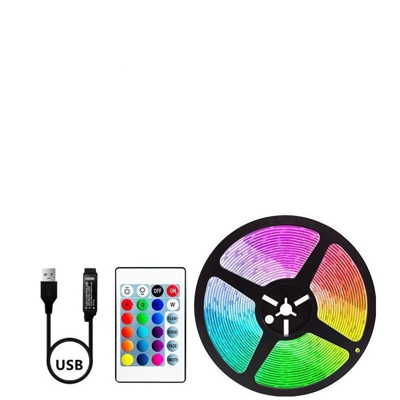 Bandă LED RGB 5V USB pentru TV fundal (auto-adezivă, cip 5050, reglabilă)