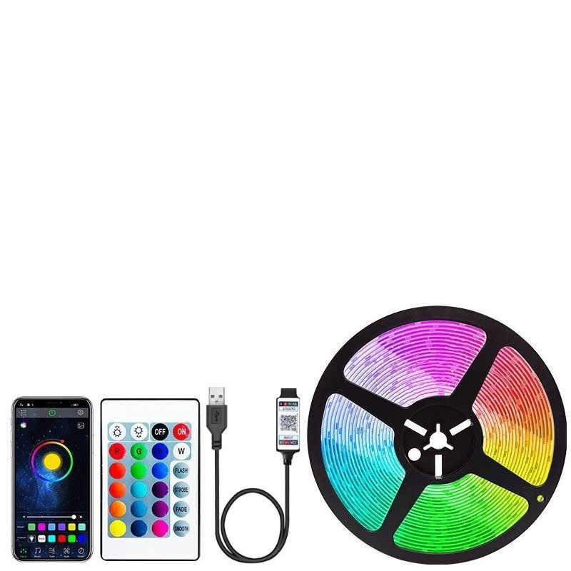 Bandă LED RGB 5V USB pentru TV fundal (auto-adezivă, cip 5050, reglabilă)