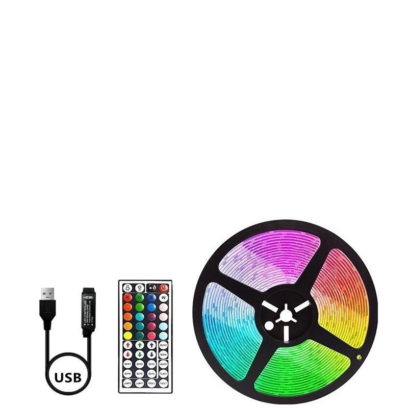Bandă LED RGB 5V USB pentru TV fundal (auto-adezivă, cip 5050, reglabilă)