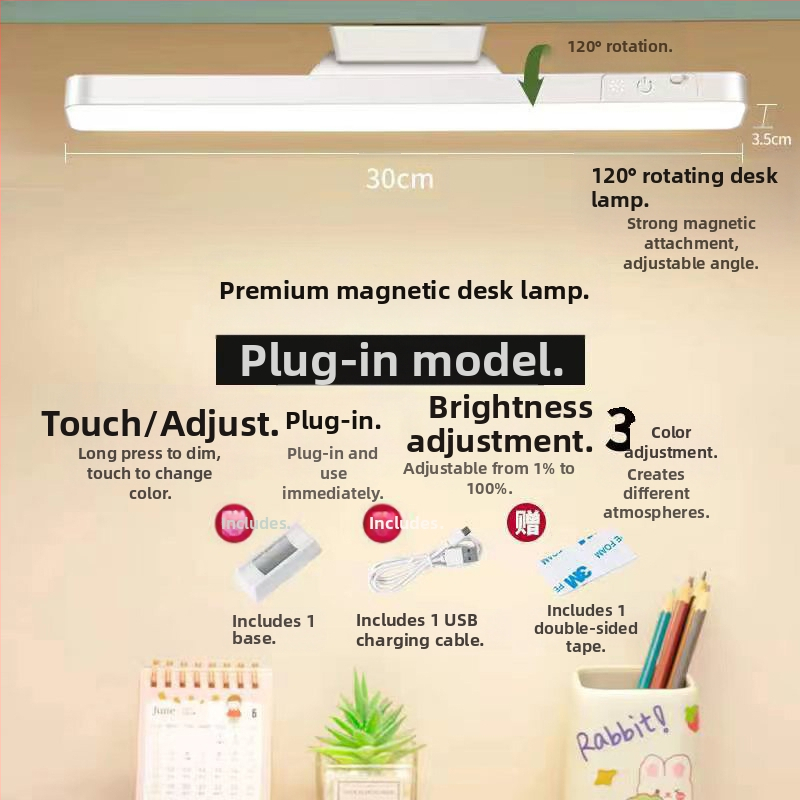 LED éjjeliszekrény lámpa mágneses rögzítéssel, szemvédelem, érintéses kapcsoló, fényerő-szabályzás, beépített lítium akkumulátor