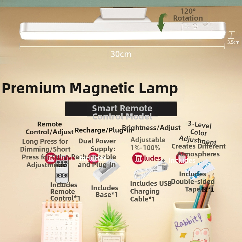 LED éjjeliszekrény lámpa mágneses rögzítéssel, szemvédelem, érintéses kapcsoló, fényerő-szabályzás, beépített lítium akkumulátor