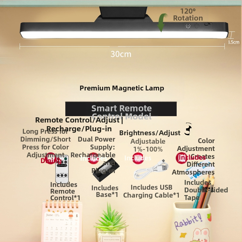 LED éjjeliszekrény lámpa mágneses rögzítéssel, szemvédelem, érintéses kapcsoló, fényerő-szabályzás, beépített lítium akkumulátor