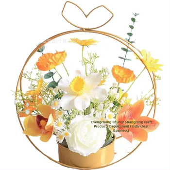 Μεταλλικό στηρίγμα λουλουδιών, καρδιά σχήματος κυκλική διαμόρφωση λουλουδιών, μεταλλική κατασκευή, καθολική χρήση, συσκευασία από χαρτόνι