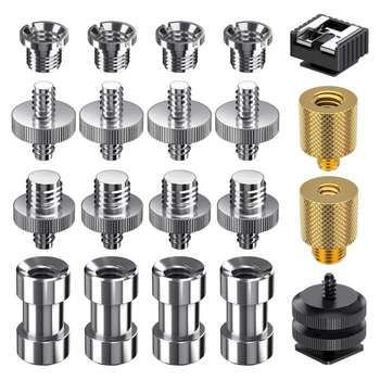 Adaptor din aluminiu pentru pantof cald, convertor 3/8–1/4, pentru trepied/PTZ, filet 1/4in