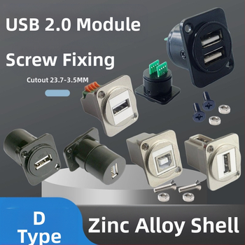 D-típusú USB 2.0 modul adatátviteli hajlított csatlakozó, csavaros rögzítés és dupla lyukú aljzat