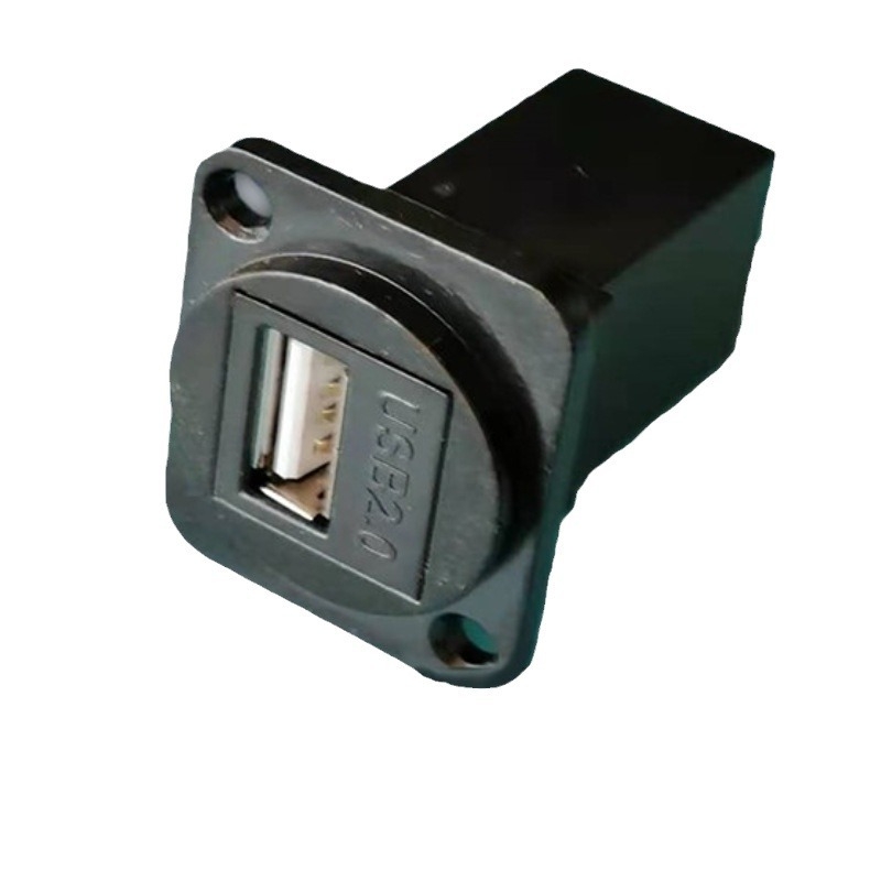 D-típusú USB 2.0 modul adatátviteli hajlított csatlakozó, csavaros rögzítés és dupla lyukú aljzat