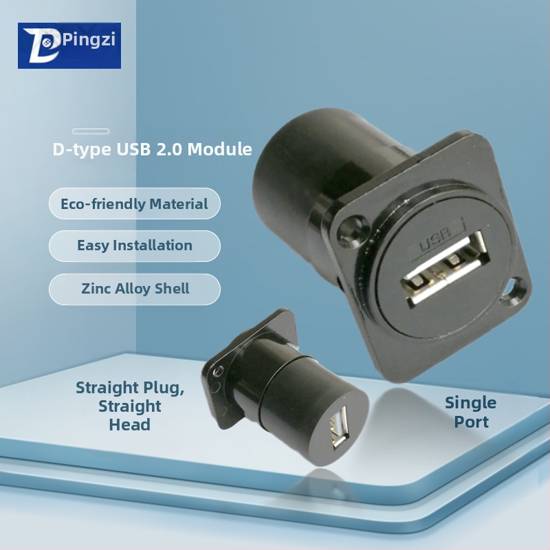 D-típusú USB 2.0 modul adatátviteli hajlított csatlakozó, csavaros rögzítés és dupla lyukú aljzat