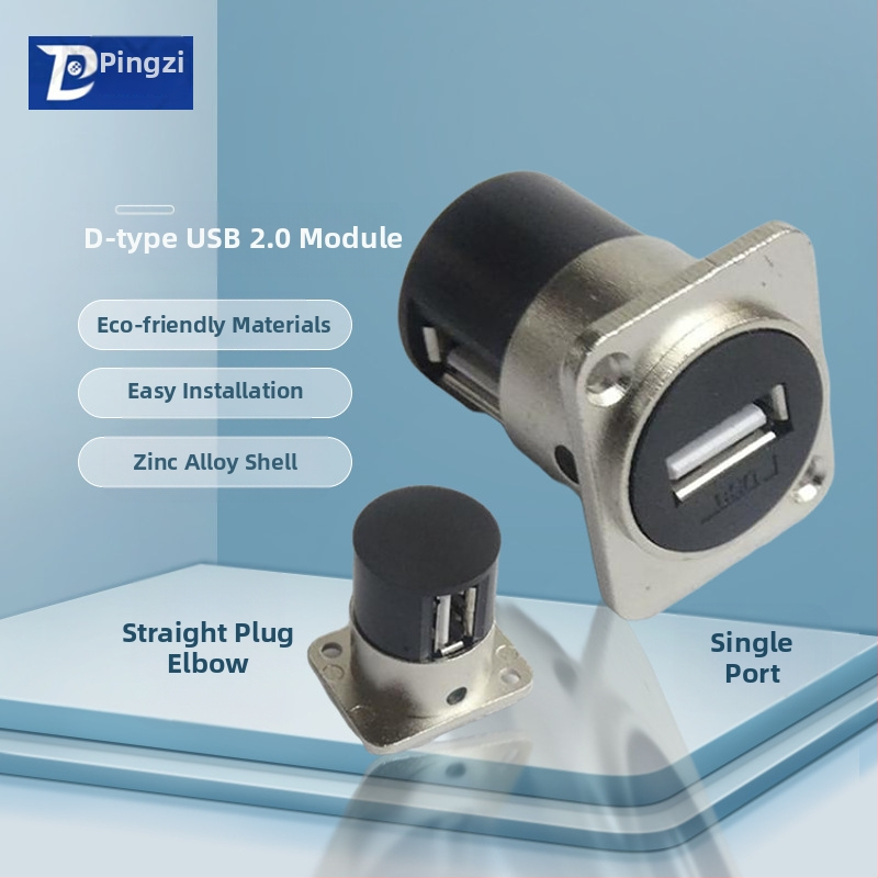 D-típusú USB 2.0 modul adatátviteli hajlított csatlakozó, csavaros rögzítés és dupla lyukú aljzat