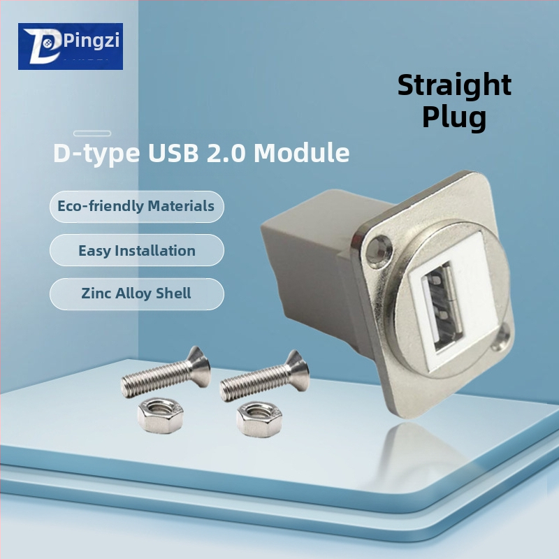 D-típusú USB 2.0 modul adatátviteli hajlított csatlakozó, csavaros rögzítés és dupla lyukú aljzat
