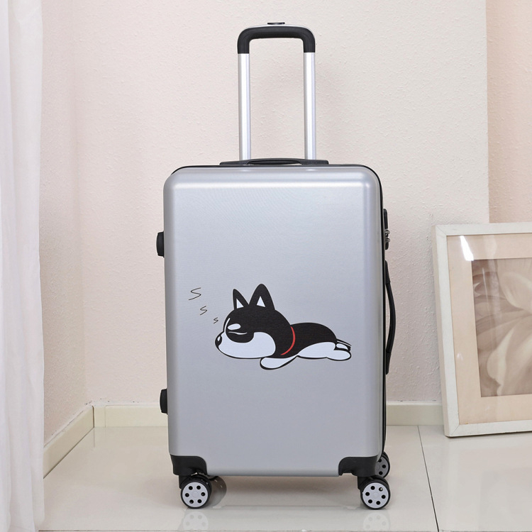 Куфар за ръчен багаж със универсални колела, ципово отваряне, ABS материал, заключване с парола, шарка на райета за бизнес пътувания