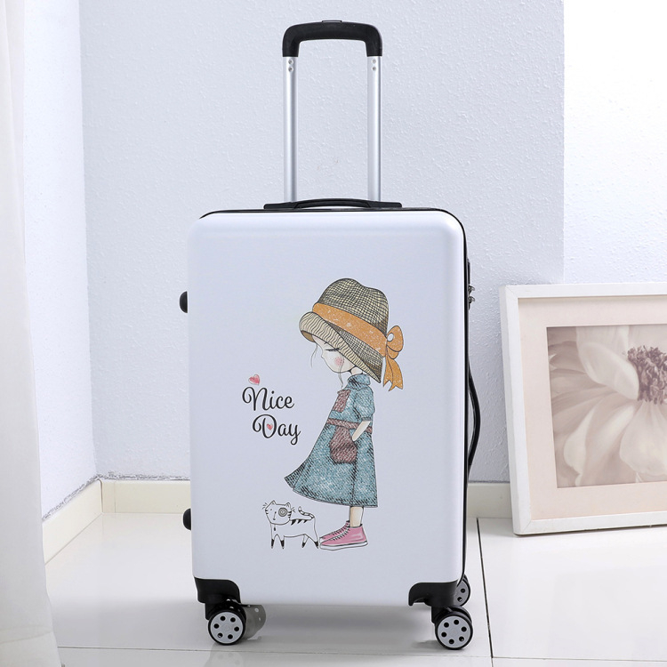 Куфар за ръчен багаж със универсални колела, ципово отваряне, ABS материал, заключване с парола, шарка на райета за бизнес пътувания