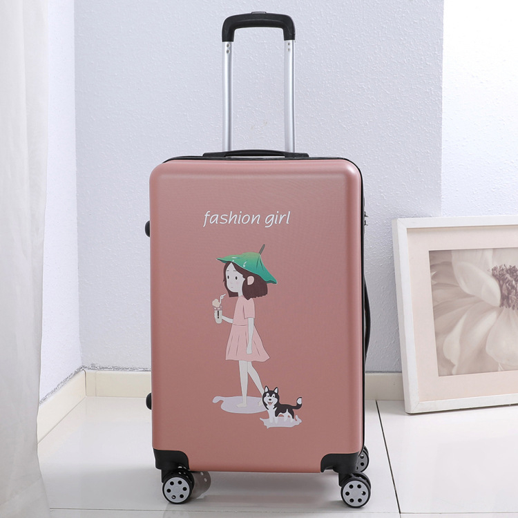 Куфар за ръчен багаж със универсални колела, ципово отваряне, ABS материал, заключване с парола, шарка на райета за бизнес пътувания