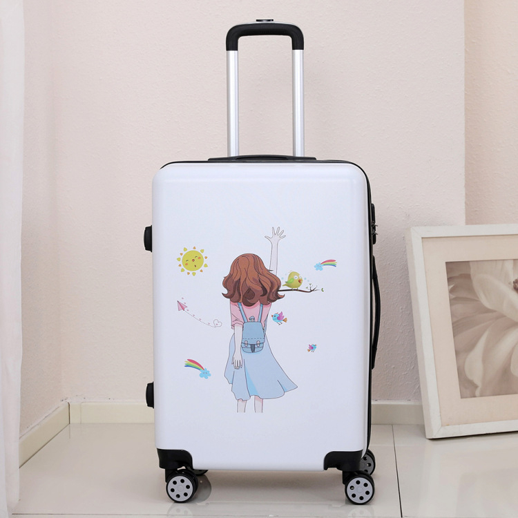 Куфар за ръчен багаж със универсални колела, ципово отваряне, ABS материал, заключване с парола, шарка на райета за бизнес пътувания