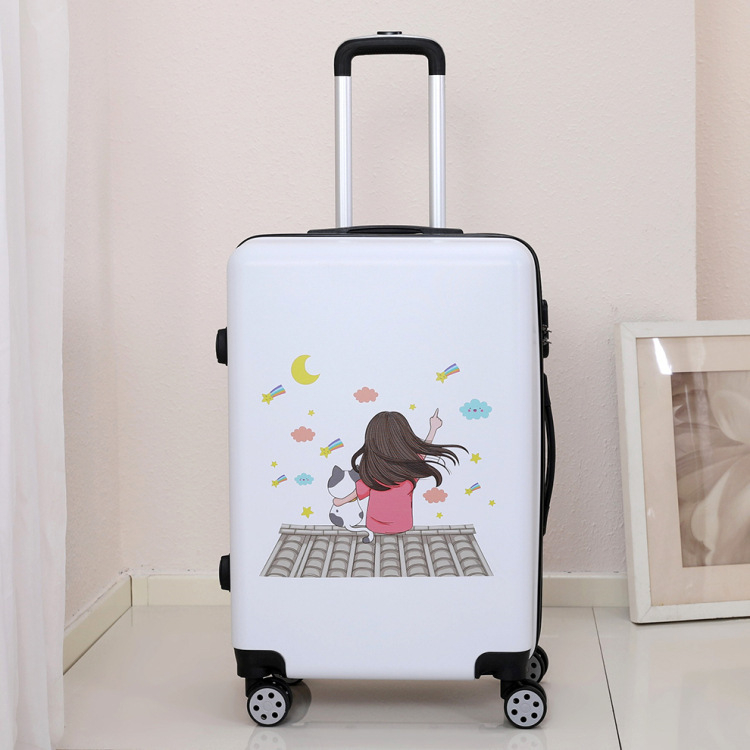 Куфар за ръчен багаж със универсални колела, ципово отваряне, ABS материал, заключване с парола, шарка на райета за бизнес пътувания