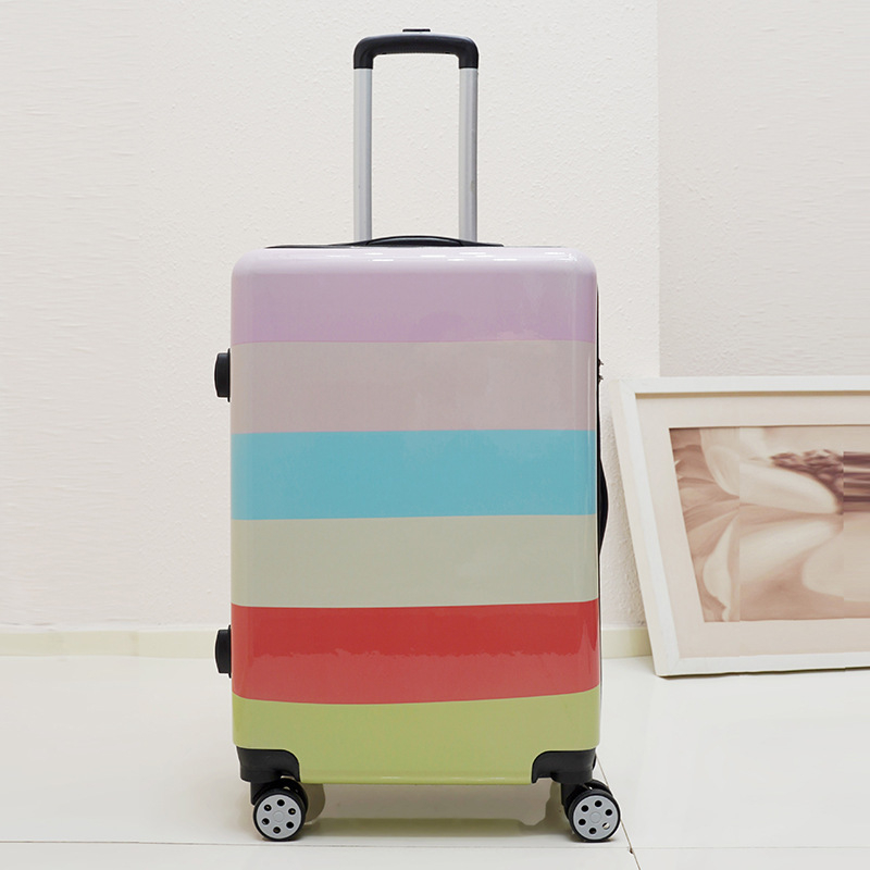 Куфар за ръчен багаж със универсални колела, ципово отваряне, ABS материал, заключване с парола, шарка на райета за бизнес пътувания