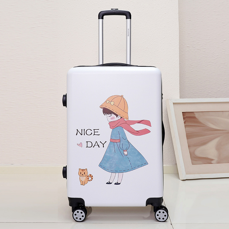 Куфар за ръчен багаж със универсални колела, ципово отваряне, ABS материал, заключване с парола, шарка на райета за бизнес пътувания