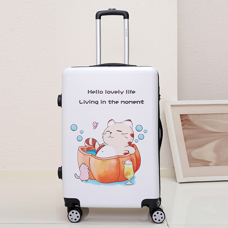 Куфар за ръчен багаж със универсални колела, ципово отваряне, ABS материал, заключване с парола, шарка на райета за бизнес пътувания